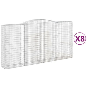 vidaXL Arched Gabion Baskets 8 pcs 400x50x200/220 cm Galvanised Iron