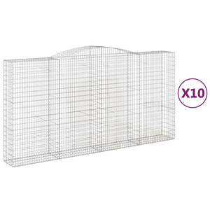 vidaXL Arched Gabion Baskets 10 pcs 400x50x200/220 cm Galvanised Iron