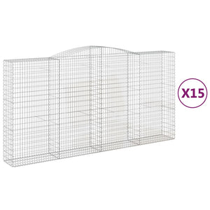 vidaXL Arched Gabion Baskets 15 pcs 400x50x200/220 cm Galvanised Iron