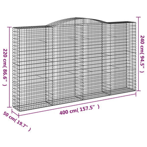 vidaXL Arched Gabion Baskets 3 pcs 400x50x220/240 cm Galvanised Iron