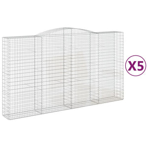 vidaXL Arched Gabion Baskets 5 pcs 400x50x220/240 cm Galvanised Iron