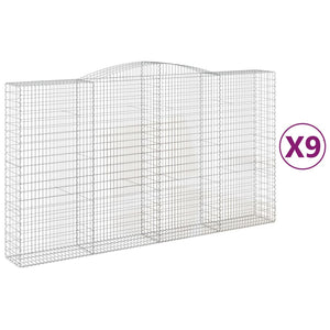 vidaXL Arched Gabion Baskets 9 pcs 400x50x220/240 cm Galvanised Iron