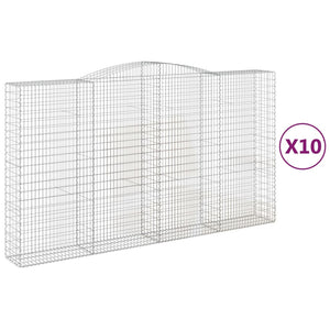 vidaXL Arched Gabion Baskets 10 pcs 400x50x220/240 cm Galvanised Iron