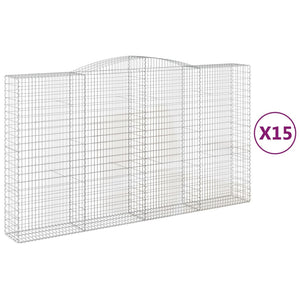 vidaXL Arched Gabion Baskets 15 pcs 400x50x220/240 cm Galvanised Iron