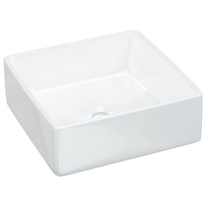 vidaXL Wash Basin White 37x37x13 cm Ceramic Square