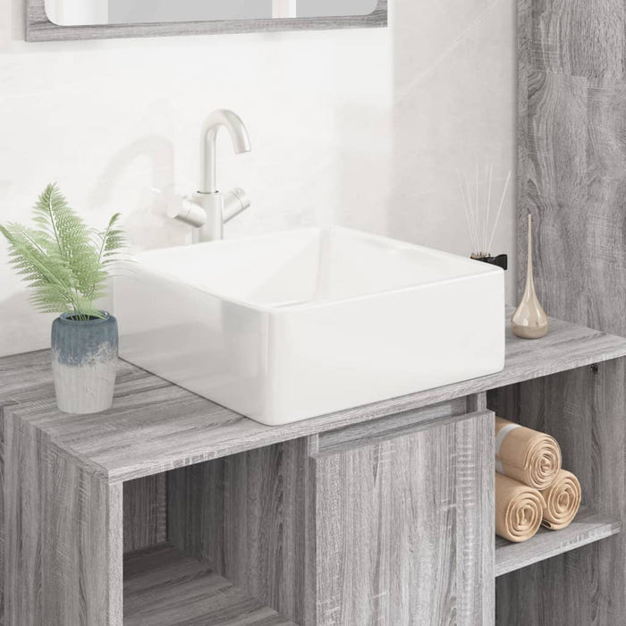 vidaXL Wash Basin White 37x37x13 cm Ceramic Square