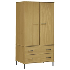 vidaXL Wardrobe with Metal Legs Brown 90x55x172.5 cm Solid Wood OSLO