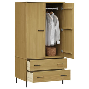 vidaXL Wardrobe with Metal Legs Brown 90x55x172.5 cm Solid Wood OSLO