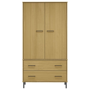 vidaXL Wardrobe with Metal Legs Brown 90x55x172.5 cm Solid Wood OSLO