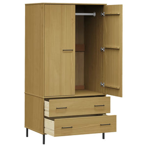 vidaXL Wardrobe with Metal Legs Brown 90x55x172.5 cm Solid Wood OSLO