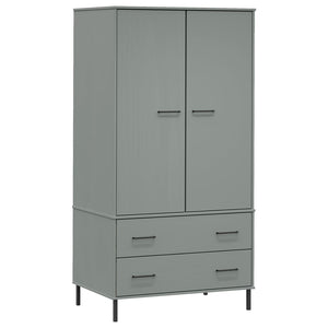 vidaXL Wardrobe with Metal Legs Grey 90x55x172.5 cm Solid Wood OSLO