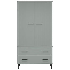 vidaXL Wardrobe with Metal Legs Grey 90x55x172.5 cm Solid Wood OSLO