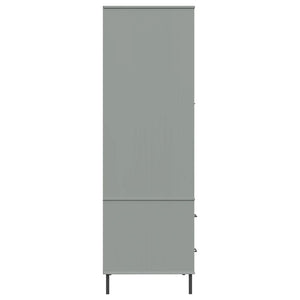 vidaXL Wardrobe with Metal Legs Grey 90x55x172.5 cm Solid Wood OSLO