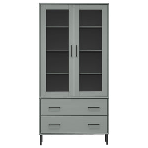 vidaXL Bookcase with Metal Legs Grey 85x35x172.5 cm Solid Wood OSLO