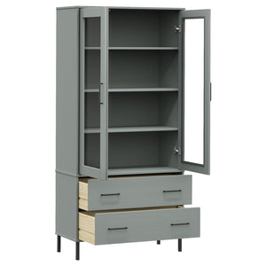 vidaXL Bookcase with Metal Legs Grey 85x35x172.5 cm Solid Wood OSLO