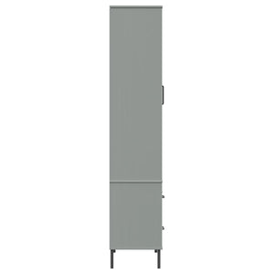 vidaXL Bookcase with Metal Legs Grey 85x35x172.5 cm Solid Wood OSLO