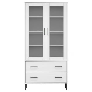 vidaXL Bookcase with Metal Legs White 85x35x172.5 cm Solid Wood OSLO