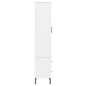 vidaXL Bookcase with Metal Legs White 85x35x172.5 cm Solid Wood OSLO