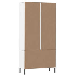 vidaXL Bookcase with Metal Legs White 85x35x172.5 cm Solid Wood OSLO