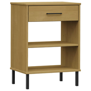 vidaXL Console Cabinet with Metal Legs Brown Solid Wood Pine OSLO