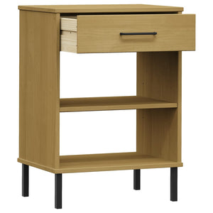 vidaXL Console Cabinet with Metal Legs Brown Solid Wood Pine OSLO