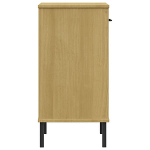 vidaXL Console Cabinet with Metal Legs Brown Solid Wood Pine OSLO