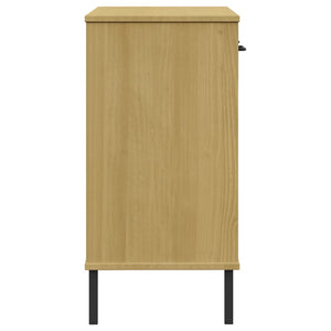 vidaXL Console Cabinet with Metal Legs Brown Solid Wood Pine OSLO