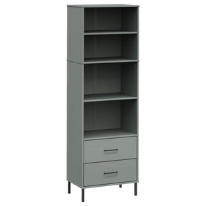 vidaXL Bookcase with 2 Drawers Grey 60x35x180 cm Solid Wood OSLO