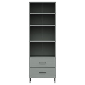 vidaXL Bookcase with 2 Drawers Grey 60x35x180 cm Solid Wood OSLO