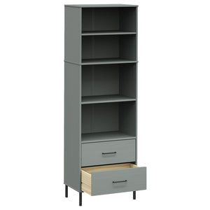 vidaXL Bookcase with 2 Drawers Grey 60x35x180 cm Solid Wood OSLO