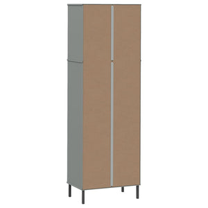 vidaXL Bookcase with 2 Drawers Grey 60x35x180 cm Solid Wood OSLO