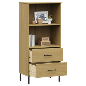 vidaXL Bookcase with 2 Drawers Brown 60x35x128.5 cm Solid Wood OSLO