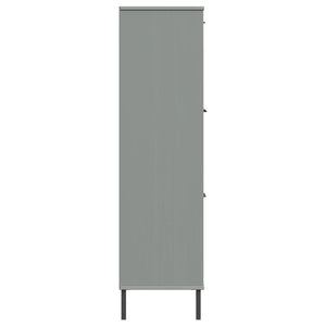 vidaXL Bookcase with Metal Legs Grey 90x35x128.5 cm Solid Wood OSLO