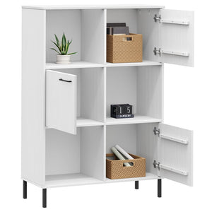 vidaXL Bookcase with Metal Legs White 90x35x128.5 cm Solid Wood OSLO