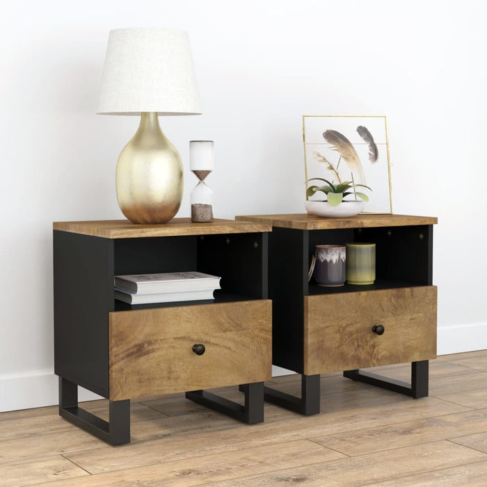 vidaXL Bedside Cabinets 2 pcs Solid Wood Mango&Engineered Wood