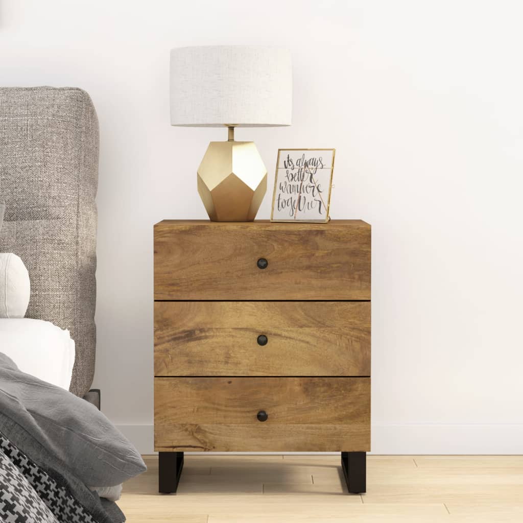 vidaXL Bedside Cabinet 50x33x62 cm Solid Wood Mango&Engineered Wood