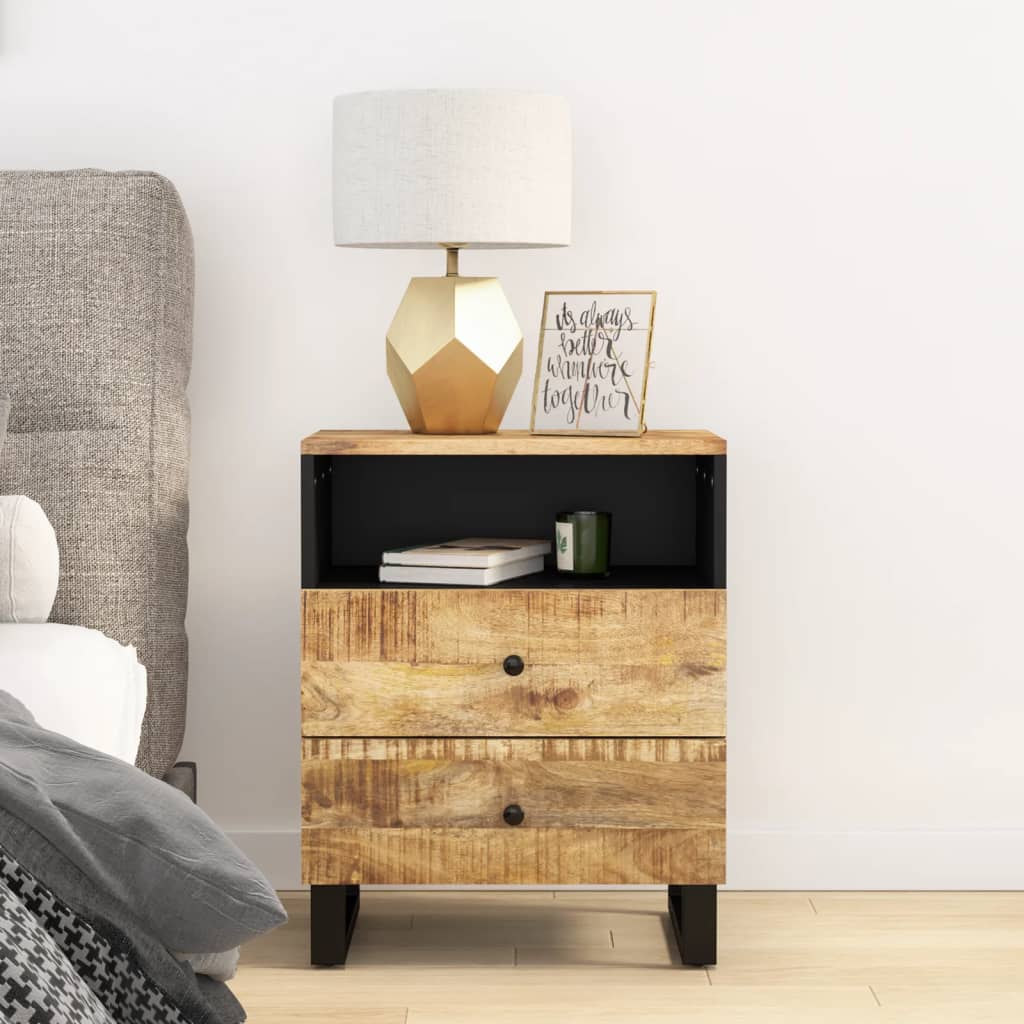 vidaXL Bedside Cabinet 50x33x62 cm Solid Wood Mango&Engineered Wood