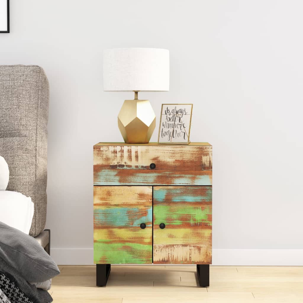 vidaXL Bedside Cabinet 50x33x60cm Solid Wood Reclaimed&Engineered Wood