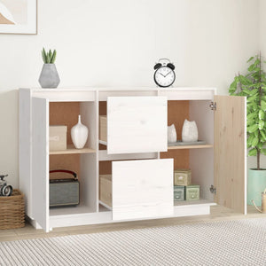 vidaXL Sideboard White 111x34x75 cm Solid Wood Pine