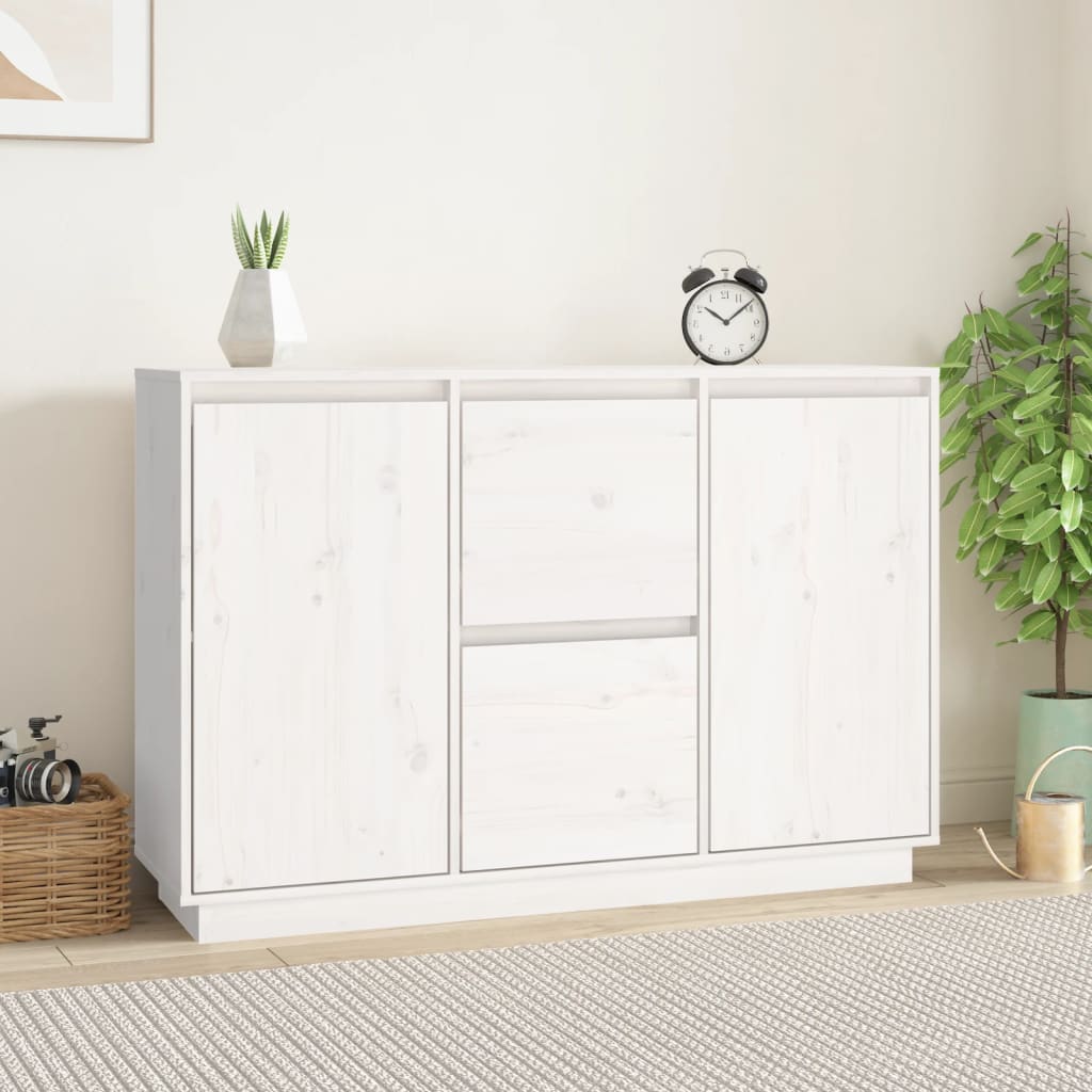 vidaXL Sideboard White 111x34x75 cm Solid Wood Pine