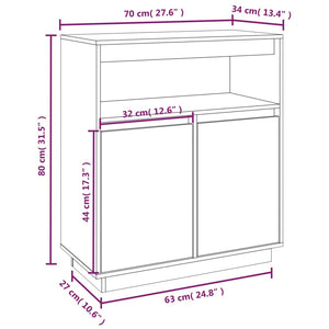 vidaXL Sideboard 70x34x80 cm Solid Wood Pine