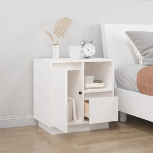 vidaXL Bedside Cabinet White 50x34x50 cm Solid Wood Pine