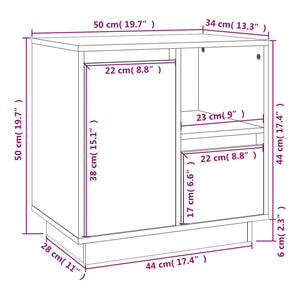 vidaXL Bedside Cabinet White 50x34x50 cm Solid Wood Pine