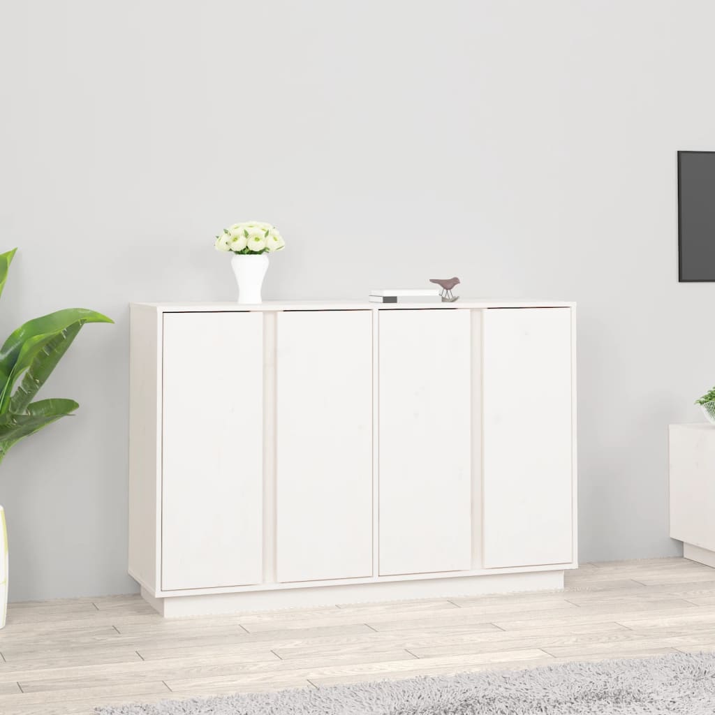 vidaXL Sideboard White 120x35x80 cm Solid Wood Pine