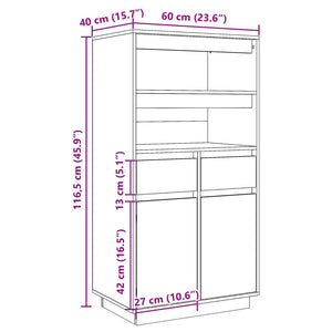 vidaXL Highboard 60x40x116.5 cm Solid Wood Pine