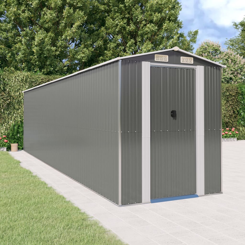 vidaXL Garden Shed Light Grey 192x772x223 cm Galvanised Steel