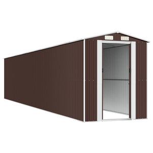 vidaXL Garden Shed Dark Brown 192x1021x223 cm Galvanised Steel
