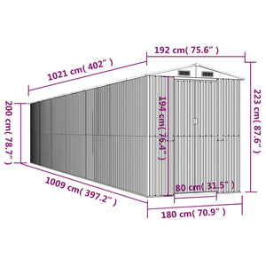 vidaXL Garden Shed Dark Brown 192x1021x223 cm Galvanised Steel