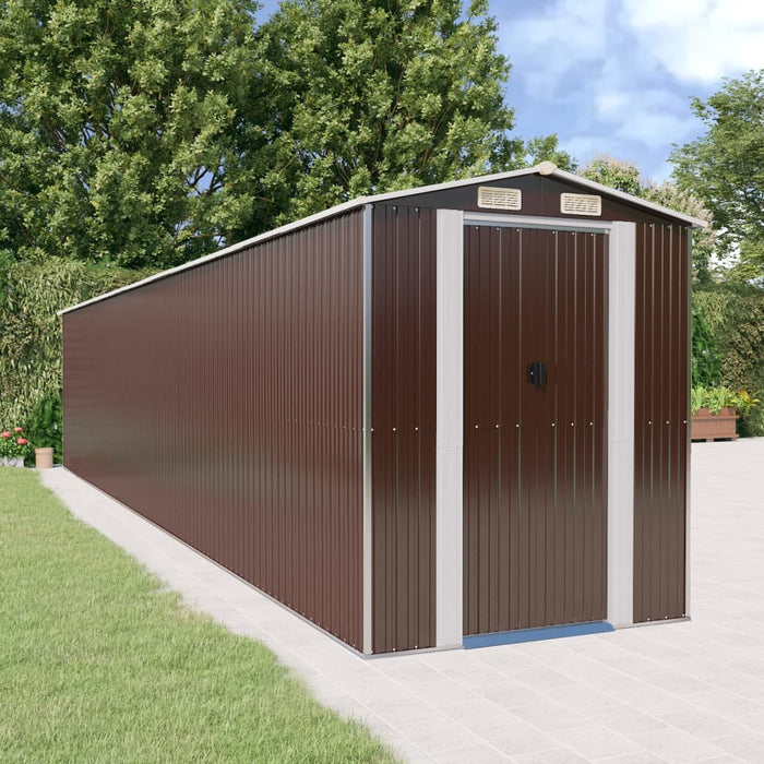 vidaXL Garden Shed Dark Brown 192x1021x223 cm Galvanised Steel