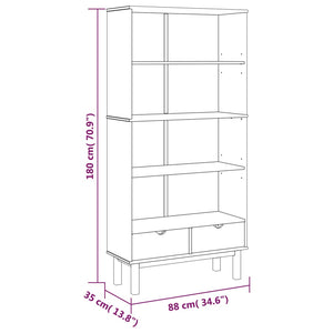 vidaXL Bookcase OTTA with 2 Drawers Brown Solid Wood Pine